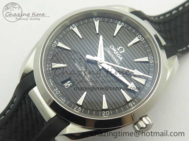 Aqua Terra 150M Master Chronometers VSF 1:1 Best Edition Black Dial SS Hand on Black Rubber Strap A8900 Super Clone
