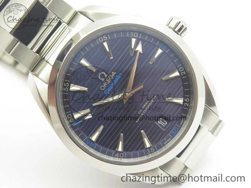 Aqua Terra 150M Master Chronometers VSF 1:1 Best Edition Deep Blue Dial Silver Hand on SS Bracelet A8900 Super Clone