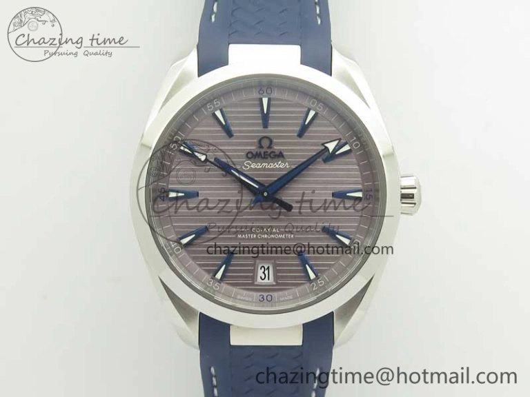 Aqua Terra 150M Master Chronometers VSF 1:1 Best Edition Gray Dial Blue Hand on Blue Rubber Strap A8900 Super Clone