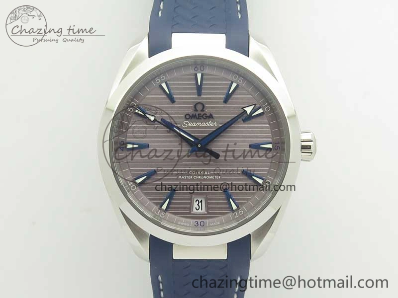 Aqua Terra 150M Master Chronometers VSF 1:1 Best Edition Gray Dial Blue Hand on Blue Rubber Strap A8900 Super Clone