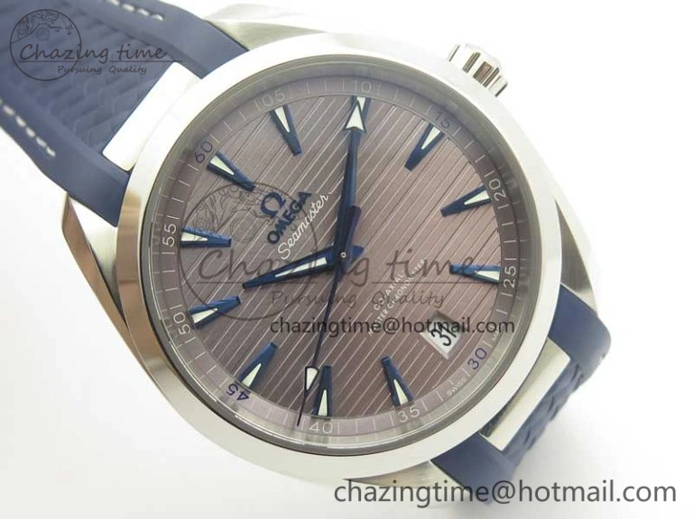 Aqua Terra 150M Master Chronometers VSF 1:1 Best Edition Gray Dial Blue Hand on Blue Rubber Strap A8900 Super Clone