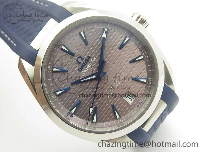 Aqua Terra 150M Master Chronometers VSF 1:1 Best Edition Gray Dial Blue Hand on Blue Rubber Strap A8900 Super Clone