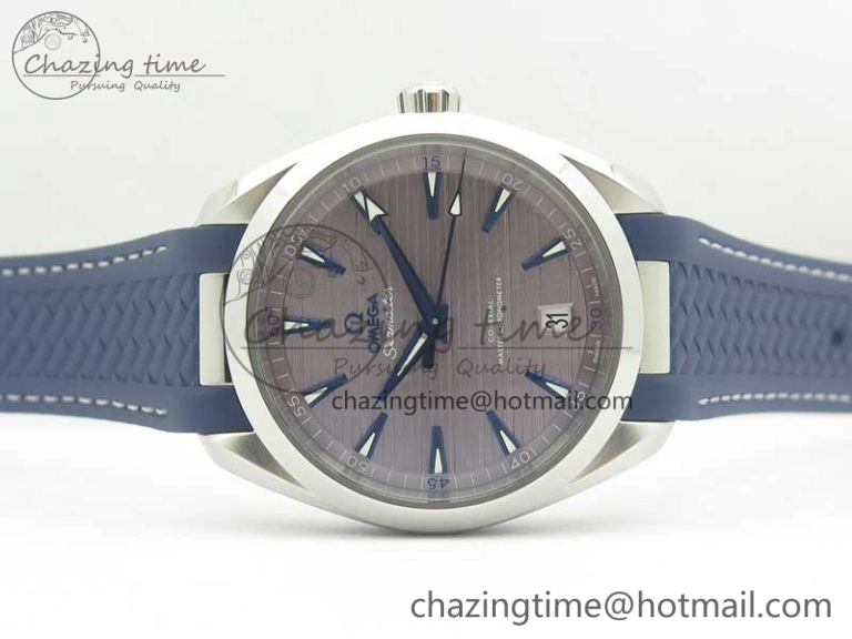 Aqua Terra 150M Master Chronometers VSF 1:1 Best Edition Gray Dial Blue Hand on Blue Rubber Strap A8900 Super Clone