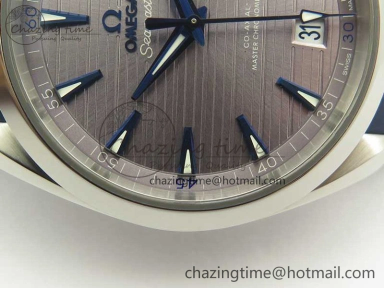 Aqua Terra 150M Master Chronometers VSF 1:1 Best Edition Gray Dial Blue Hand on Blue Rubber Strap A8900 Super Clone