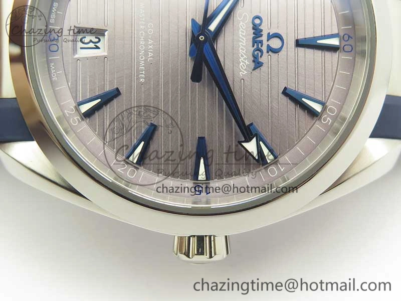 Aqua Terra 150M Master Chronometers VSF 1:1 Best Edition Gray Dial Blue Hand on Blue Rubber Strap A8900 Super Clone