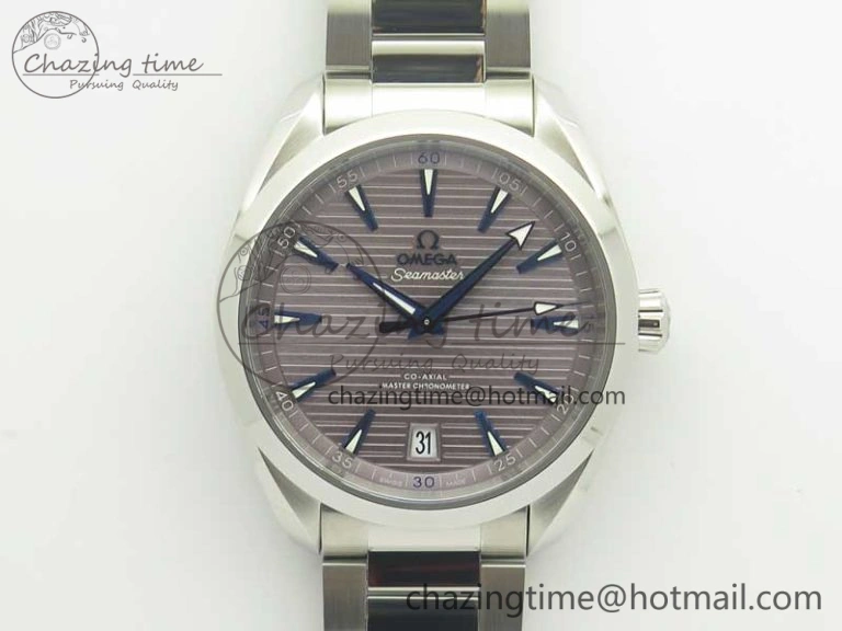 Aqua Terra 150M Master Chronometers VSF 1:1 Best Edition Gray Dial Blue Hand on SS Bracelet A8900 Super Clone