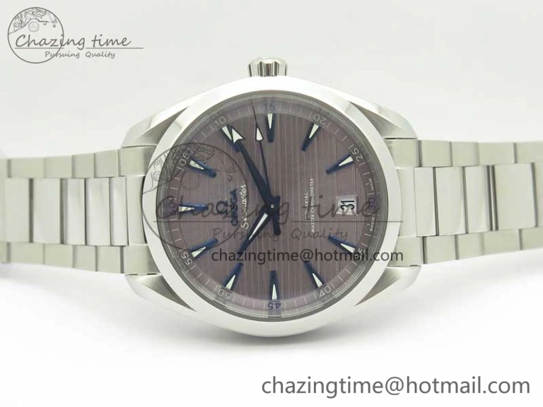 Aqua Terra 150M Master Chronometers VSF 1:1 Best Edition Gray Dial Blue Hand on SS Bracelet A8900 Super Clone