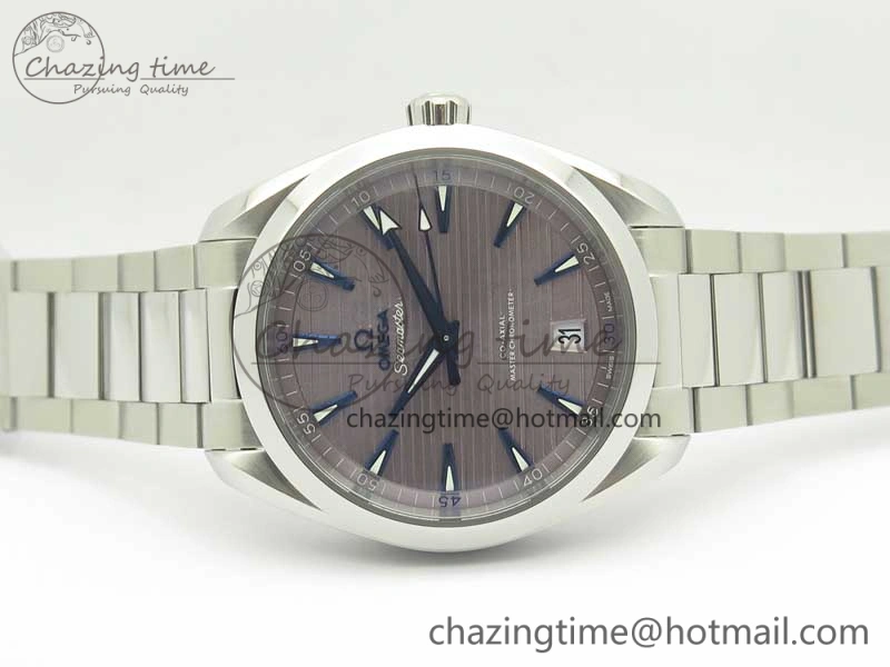 Aqua Terra 150M Master Chronometers VSF 1:1 Best Edition Gray Dial Blue Hand on SS Bracelet A8900 Super Clone