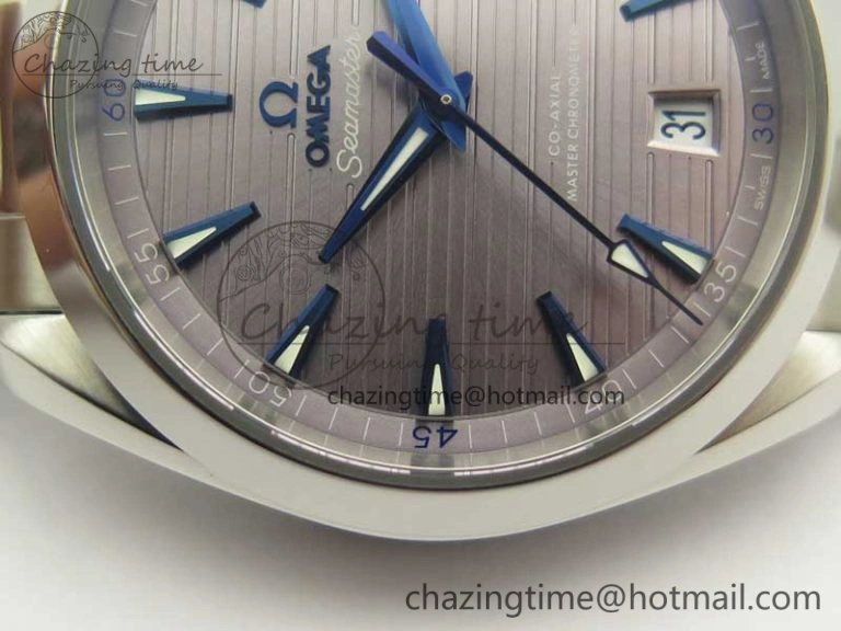 Aqua Terra 150M Master Chronometers VSF 1:1 Best Edition Gray Dial Blue Hand on SS Bracelet A8900 Super Clone