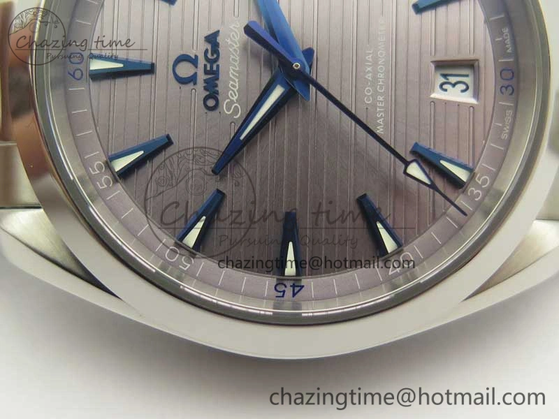 Aqua Terra 150M Master Chronometers VSF 1:1 Best Edition Gray Dial Blue Hand on SS Bracelet A8900 Super Clone