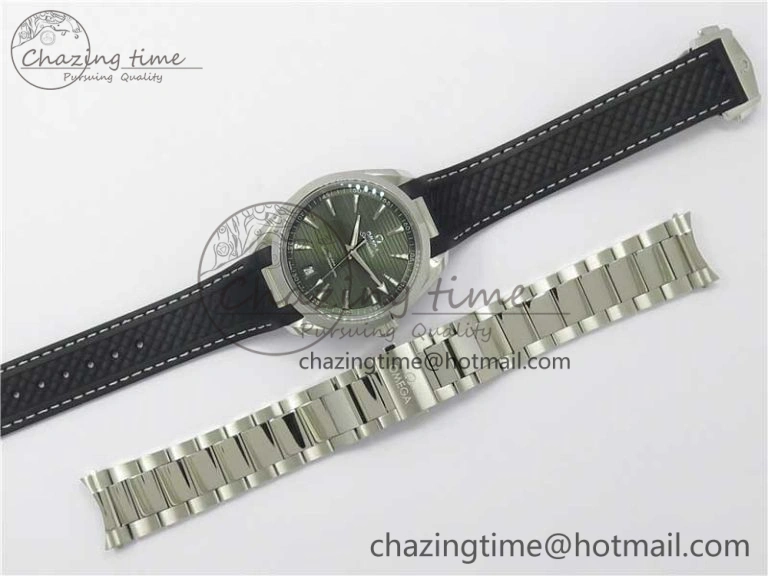 Aqua Terra 150M Master Chronometers VSF 1:1 Best Edition Green Dial on Black Rubber Strap A8900 Super Clone (2 Straps)