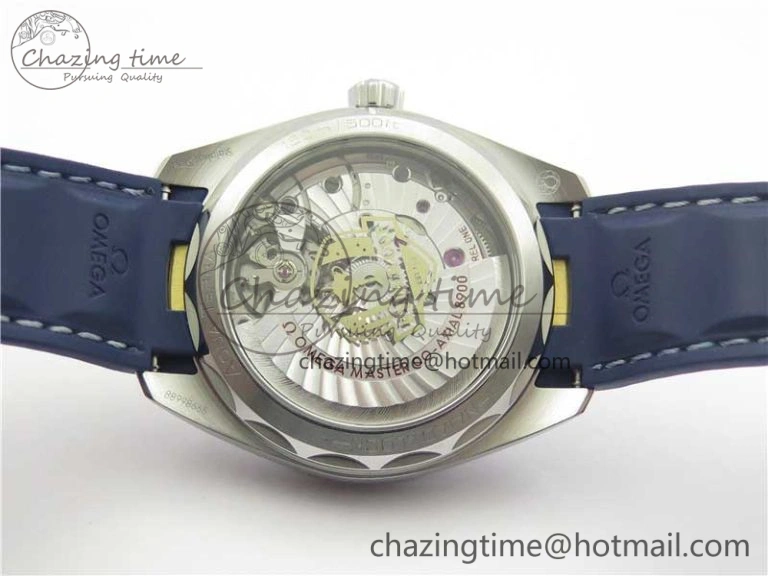 Aqua Terra 150M Master Chronometers VSF 1:1 Best Edition White Dial Gold Hand on Blue Rubber Strap A8900 Super Clone