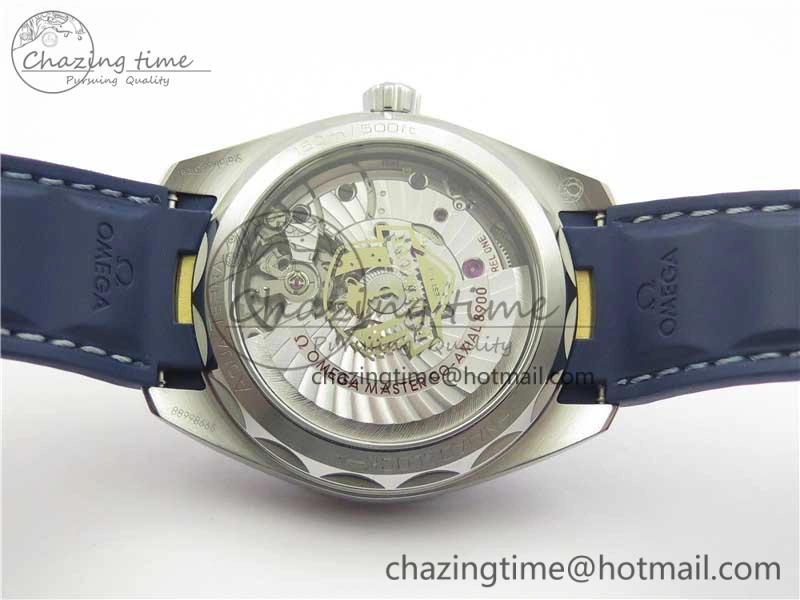 Aqua Terra 150M Master Chronometers VSF 1:1 Best Edition White Dial Gold Hand on Blue Rubber Strap A8900 Super Clone
