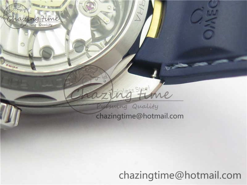 Aqua Terra 150M Master Chronometers VSF 1:1 Best Edition White Dial Gold Hand on Blue Rubber Strap A8900 Super Clone