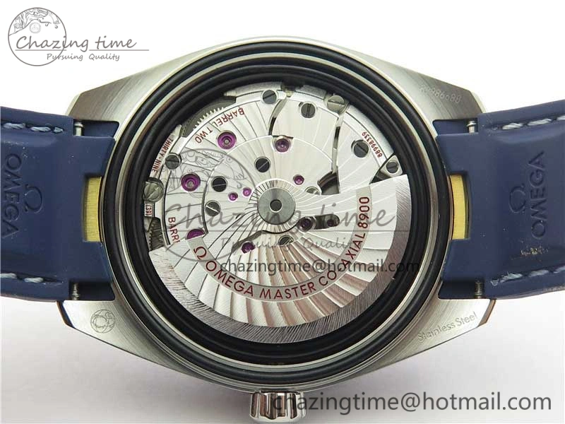 Aqua Terra 150M Master Chronometers VSF 1:1 Best Edition White Dial Gold Hand on Blue Rubber Strap A8900 Super Clone