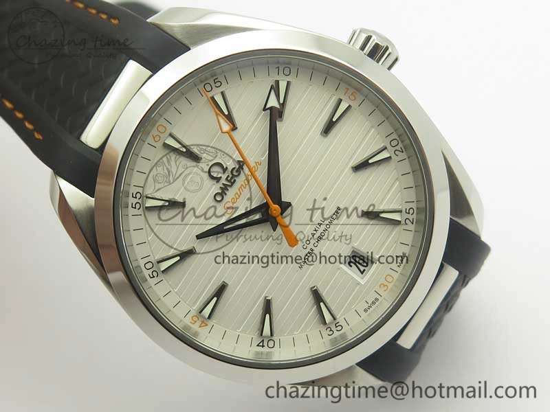 Aqua Terra 150M Master Chronometers VSF 1:1 Best Edition White Dial Orange Hand on Black Rubber Strap A8900 Super Clone