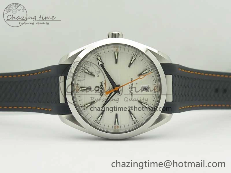 Aqua Terra 150M Master Chronometers VSF 1:1 Best Edition White Dial Orange Hand on Black Rubber Strap A8900 Super Clone
