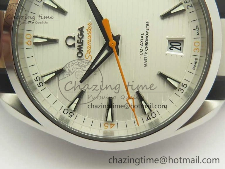 Aqua Terra 150M Master Chronometers VSF 1:1 Best Edition White Dial Orange Hand on Black Rubber Strap A8900 Super Clone