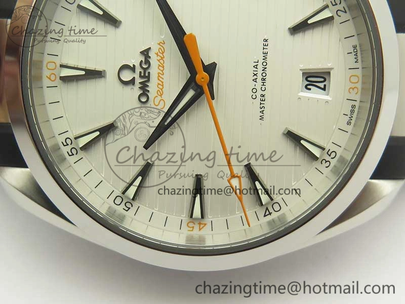 Aqua Terra 150M Master Chronometers VSF 1:1 Best Edition White Dial Orange Hand on Black Rubber Strap A8900 Super Clone