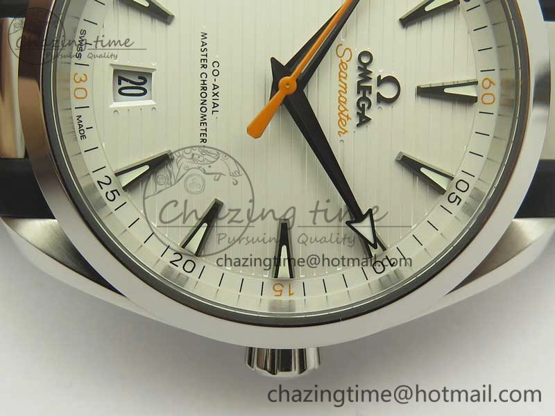 Aqua Terra 150M Master Chronometers VSF 1:1 Best Edition White Dial Orange Hand on Black Rubber Strap A8900 Super Clone