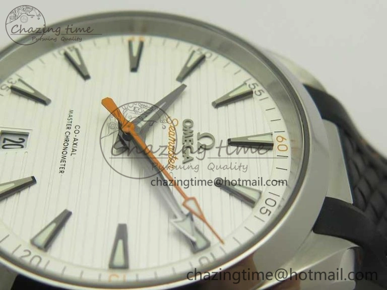 Aqua Terra 150M Master Chronometers VSF 1:1 Best Edition White Dial Orange Hand on Black Rubber Strap A8900 Super Clone