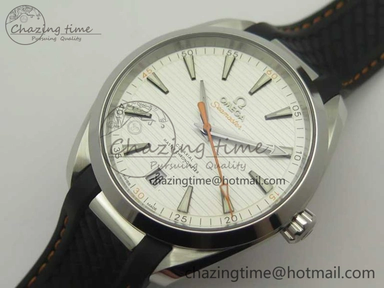 Aqua Terra 150M Master Chronometers VSF 1:1 Best Edition White Dial Orange Hand on Black Rubber Strap A8900 Super Clone