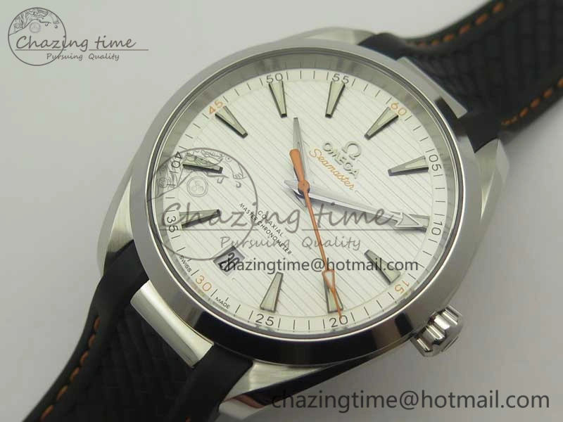 Aqua Terra 150M Master Chronometers VSF 1:1 Best Edition White Dial Orange Hand on Black Rubber Strap A8900 Super Clone