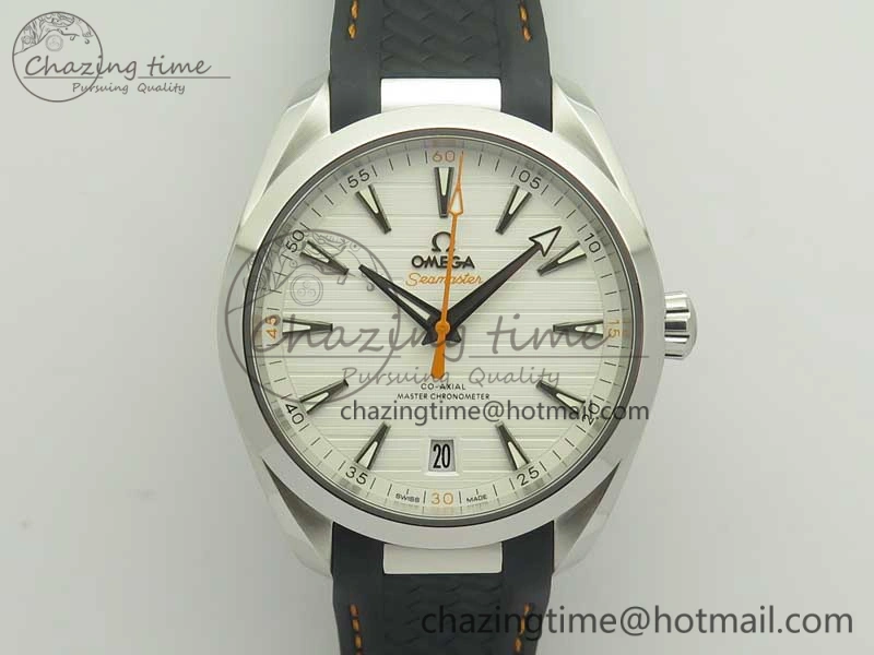 Aqua Terra 150M Master Chronometers VSF 1:1 Best Edition White Dial Orange Hand on Black Rubber Strap A8900 Super Clone