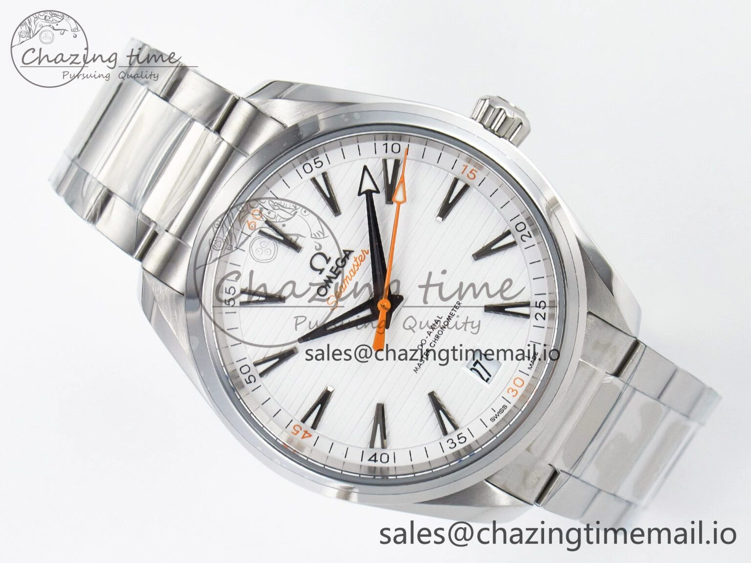 Aqua Terra 150M Master Chronometers VSF 1:1 Best Edition White Dial Orange Hand on SS Bracelet A8900 Super Clone