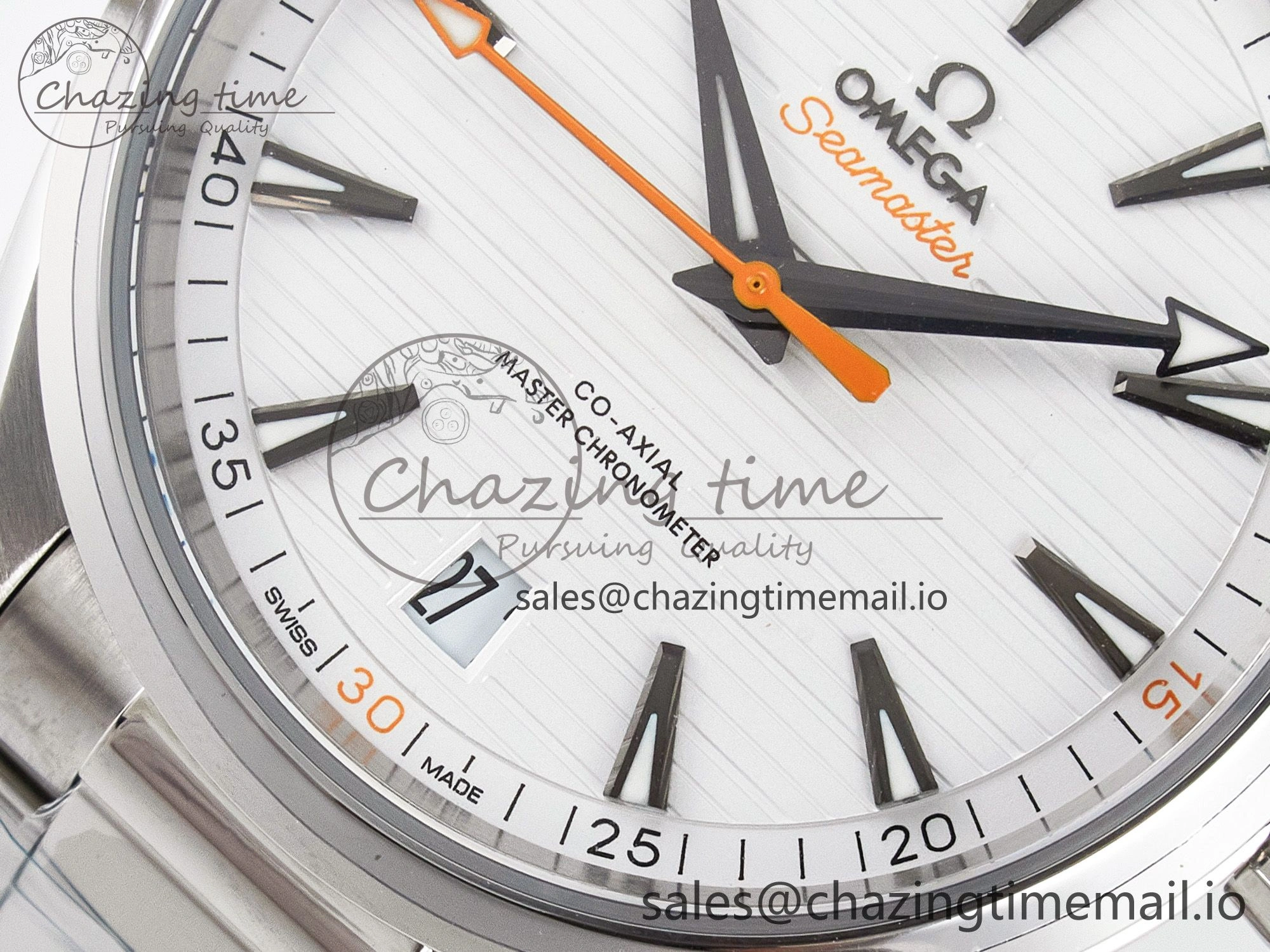 Aqua Terra 150M Master Chronometers VSF 1:1 Best Edition White Dial Orange Hand on SS Bracelet A8900 Super Clone
