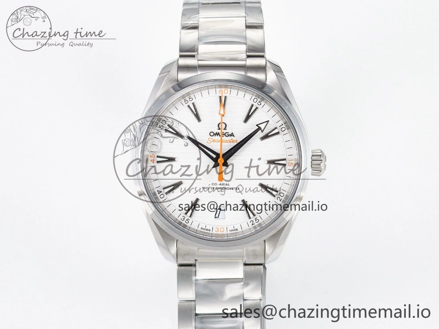 Aqua Terra 150M Master Chronometers VSF 1:1 Best Edition White Dial Orange Hand on SS Bracelet A8900 Super Clone