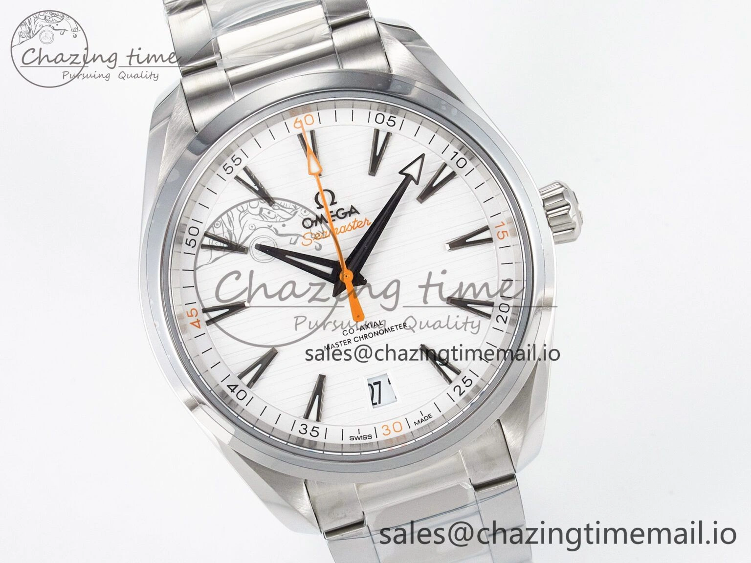 Aqua Terra 150M Master Chronometers VSF 1:1 Best Edition White Dial Orange Hand on SS Bracelet A8900 Super Clone
