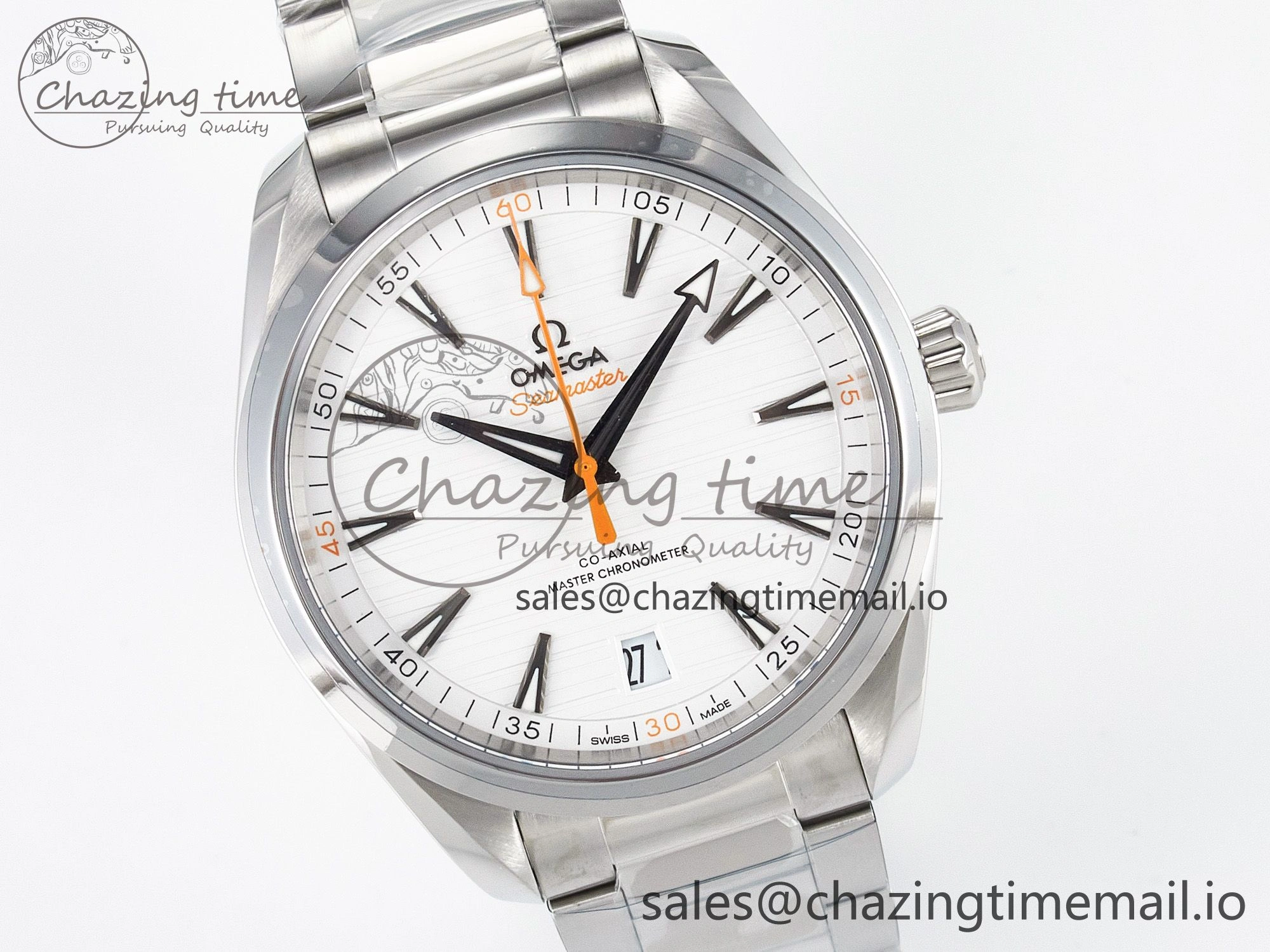 Aqua Terra 150M Master Chronometers VSF 1:1 Best Edition White Dial Orange Hand on SS Bracelet A8900 Super Clone