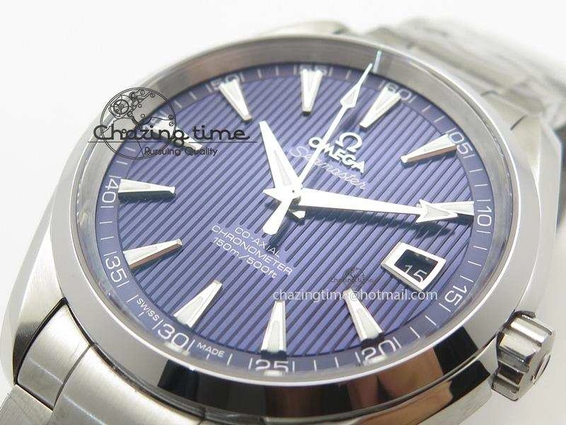 Aqua Terra 150M SS 1:1 Best Edition Deep Blue Textured Dial On SS Bracelet A8500
