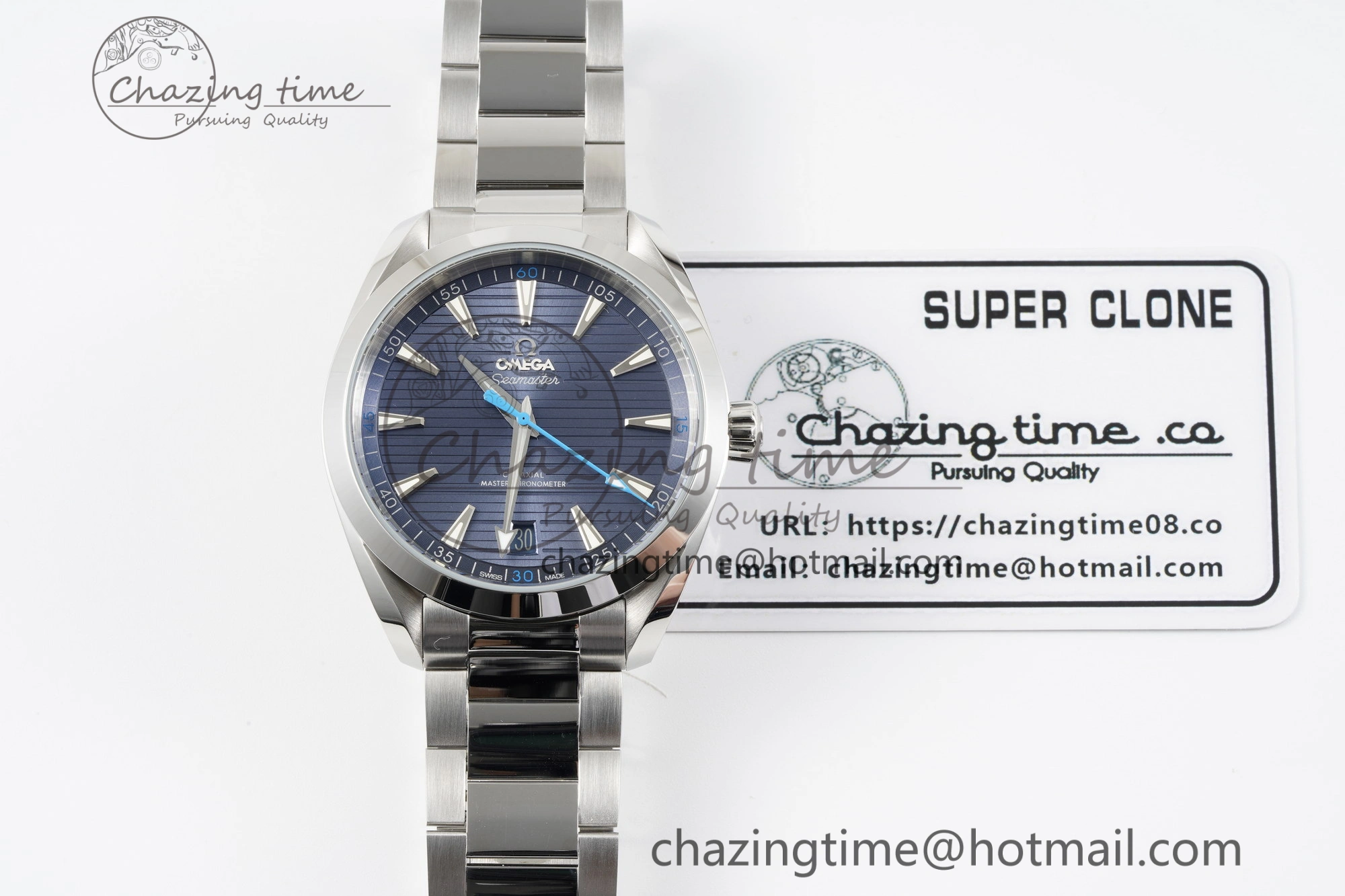 Aqua Terra 150M SS JQK 1:1 Best Edition Blue Dial Blue Hand on SS Bracelet A8900