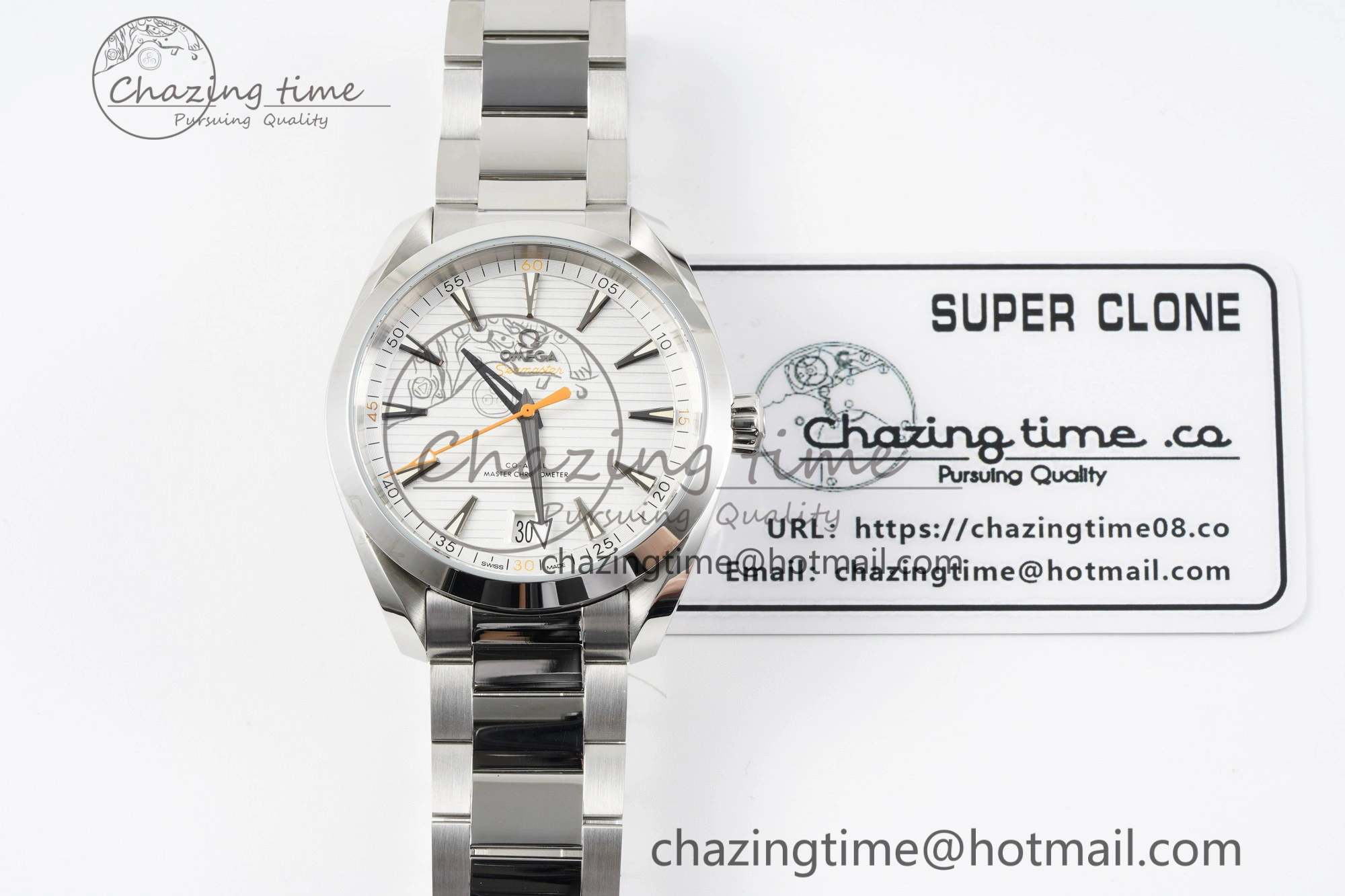 Aqua Terra 150M SS JQK 1:1 Best Edition White Dial Orange Hand on SS Bracelet A8900