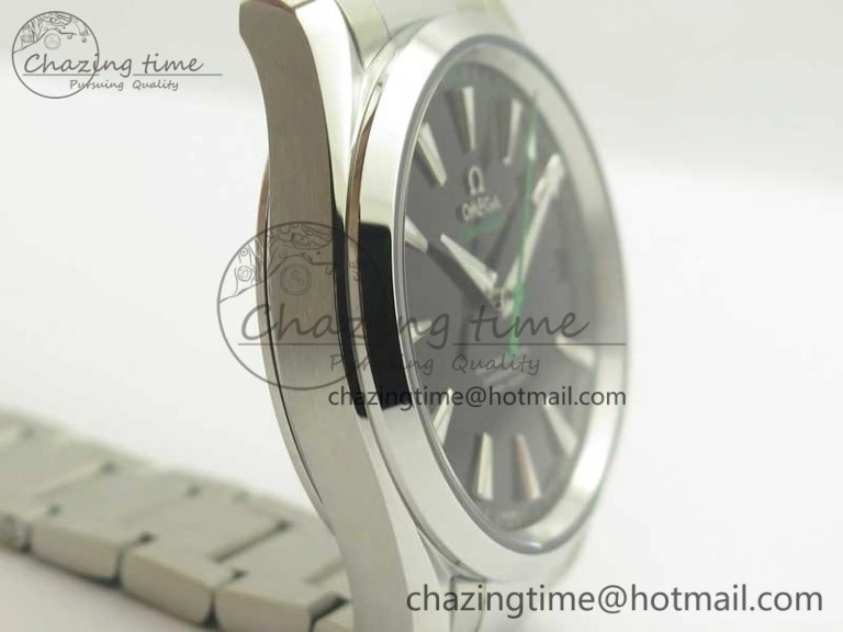 Aqua Terra 150M SS VSF 1:1 Best Edition Black Textured Dial Green Hand on SS Bracelet A8500 Super Clone
