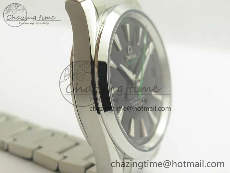 Aqua Terra 150M SS VSF 1:1 Best Edition Black Textured Dial Green Hand on SS Bracelet A8500 Super Clone