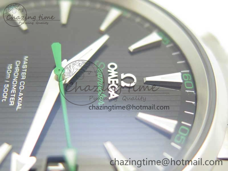 Aqua Terra 150M SS VSF 1:1 Best Edition Black Textured Dial Green Hand on SS Bracelet A8500 Super Clone