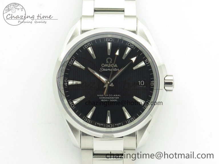 Aqua Terra 150M SS VSF 1:1 Best Edition Black Textured Dial Silver Markers On SS Bracelet A8500 Super Clone