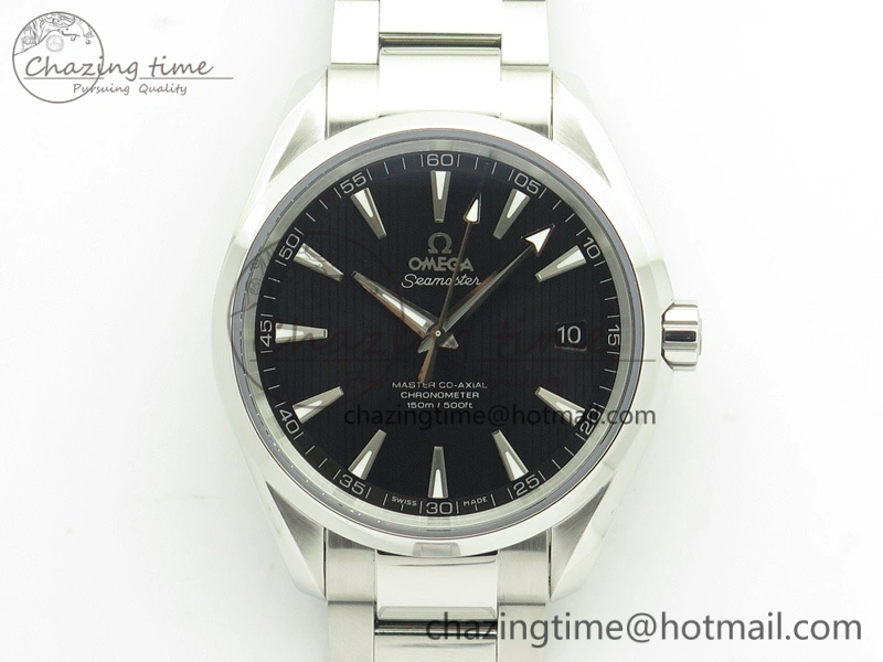 Aqua Terra 150M SS VSF 1:1 Best Edition Black Textured Dial Silver Markers On SS Bracelet A8500 Super Clone