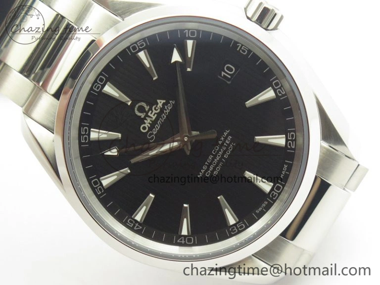 Aqua Terra 150M SS VSF 1:1 Best Edition Black Textured Dial Silver Markers On SS Bracelet A8500 Super Clone