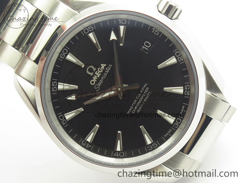 Aqua Terra 150M SS VSF 1:1 Best Edition Black Textured Dial Silver Markers On SS Bracelet A8500 Super Clone