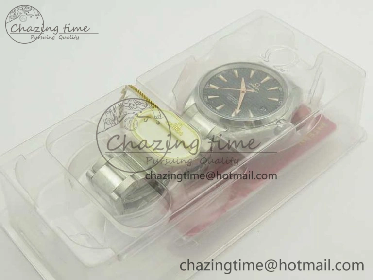 Aqua Terra 150M SS VSF 1:1 Best Edition Black Wave Textured Dial RG Hand on SS Bracelet A8500 Super Clone