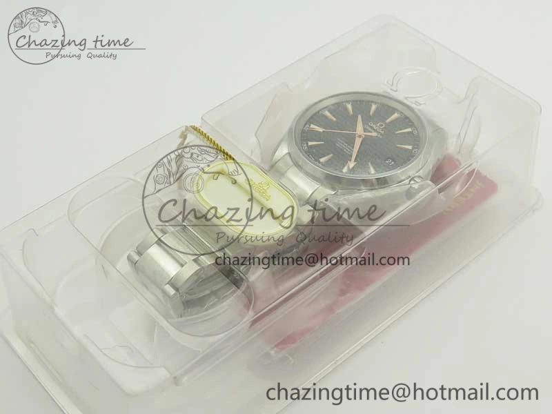 Aqua Terra 150M SS VSF 1:1 Best Edition Black Wave Textured Dial RG Hand on SS Bracelet A8500 Super Clone