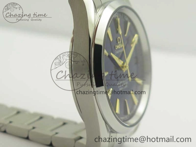 Aqua Terra 150M SS VSF 1:1 Best Edition Blue Wave Textured Dial YG Hand on SS Bracelet A8500 Super Clone