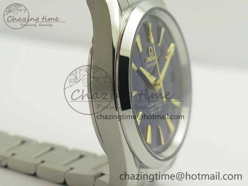 Aqua Terra 150M SS VSF 1:1 Best Edition Blue Wave Textured Dial YG Hand on SS Bracelet A8500 Super Clone