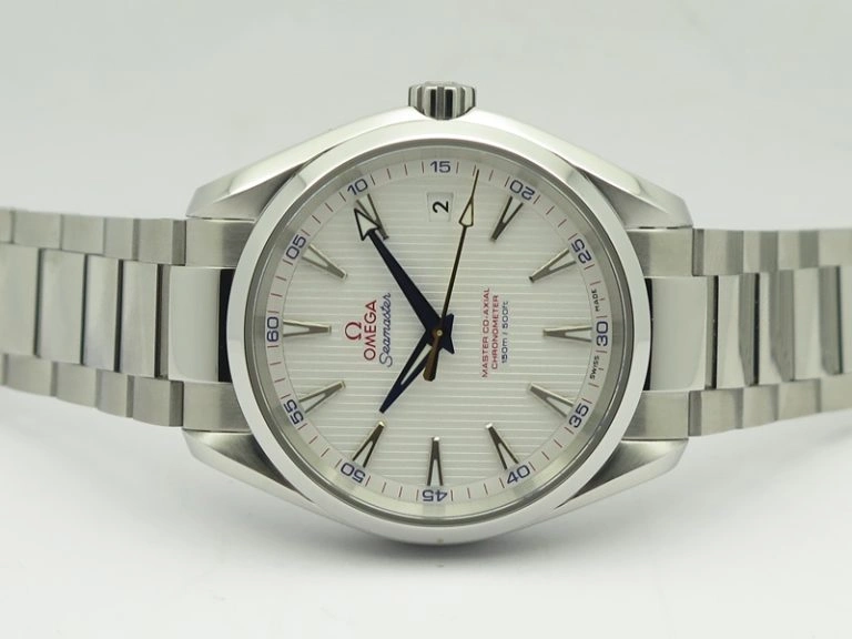 Aqua Terra 150M SS VSF 1:1 Best Edition White Textured Dial Blue Hands On SS Bracelet A8500 Super Clone
