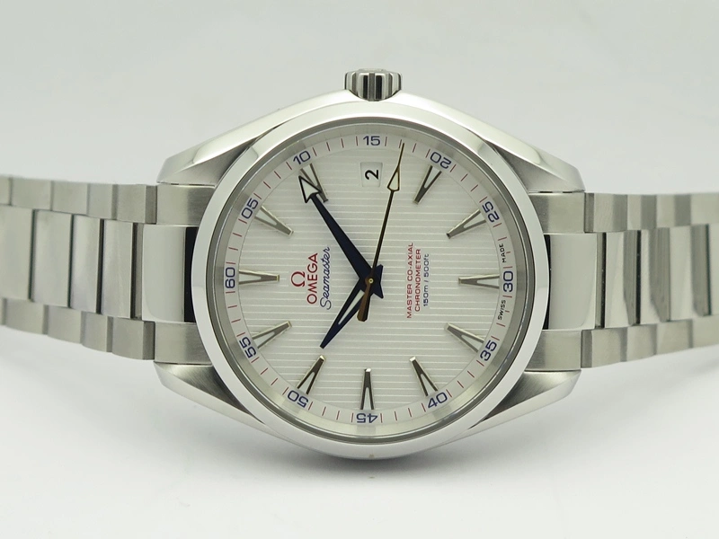 Aqua Terra 150M SS VSF 1:1 Best Edition White Textured Dial Blue Hands On SS Bracelet A8500 Super Clone