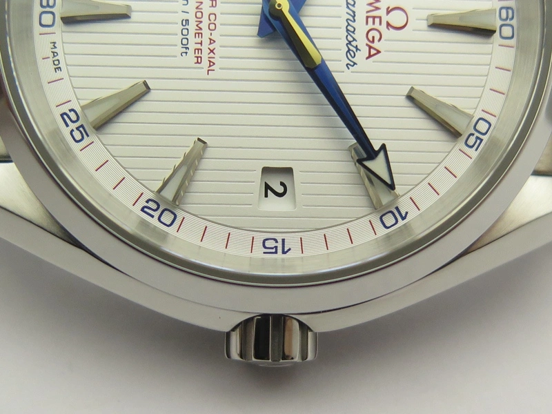 Aqua Terra 150M SS VSF 1:1 Best Edition White Textured Dial Blue Hands On SS Bracelet A8500 Super Clone